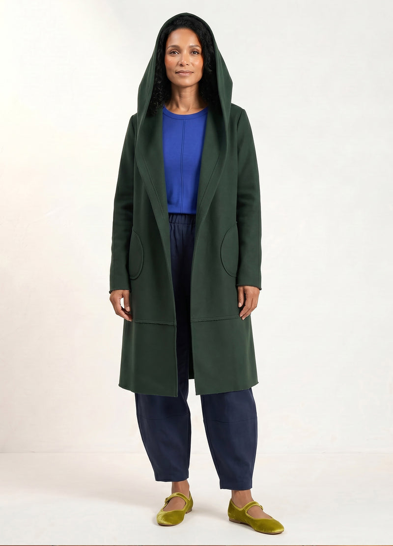Alice hooded coat in Forest Green melton