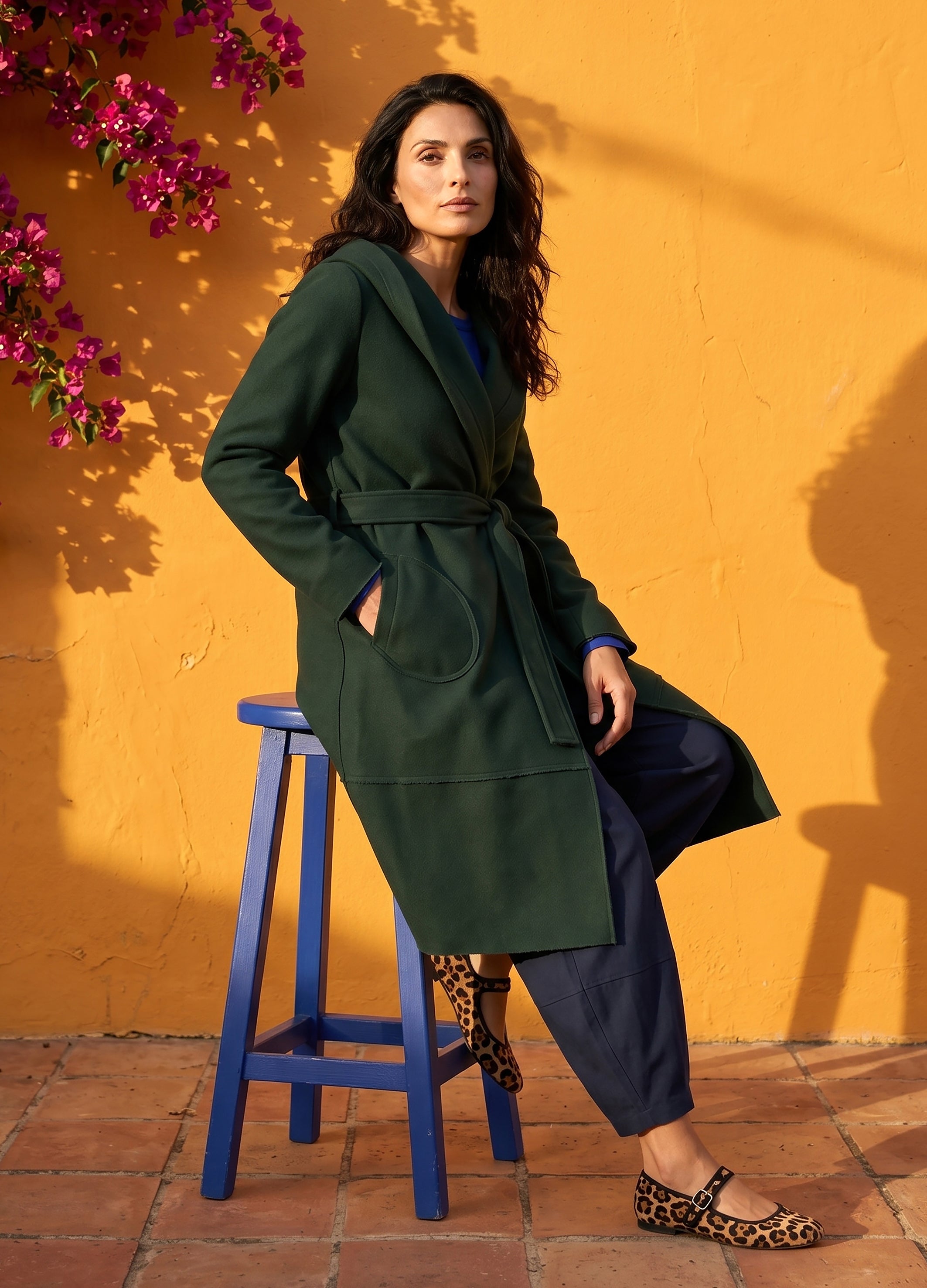 Alice hooded coat in Forest Green melton – Maya Prass