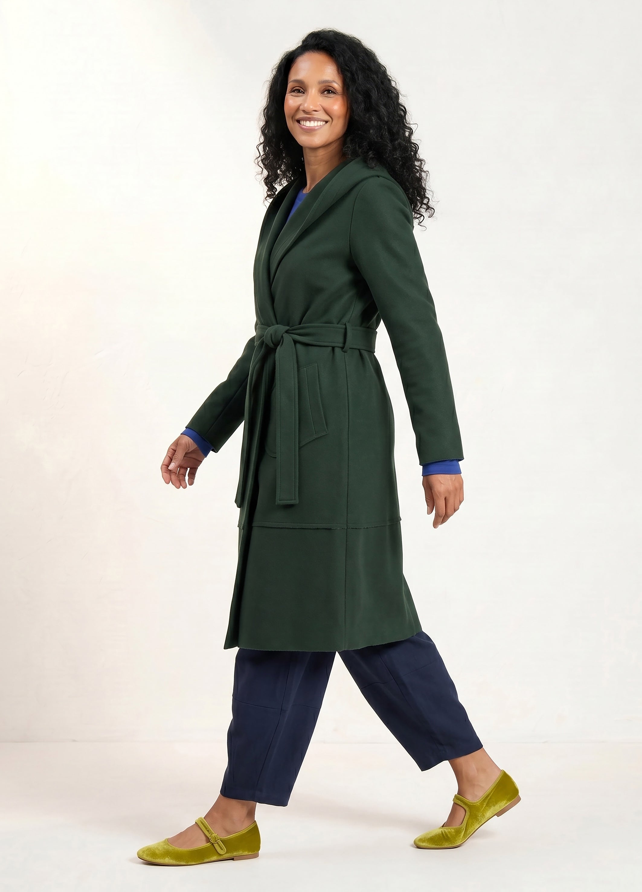 Alice hooded coat in Forest Green melton – Maya Prass
