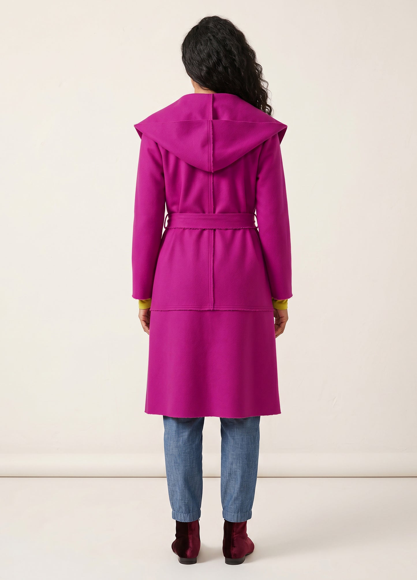 Alice hooded coat in Fuchsia melton