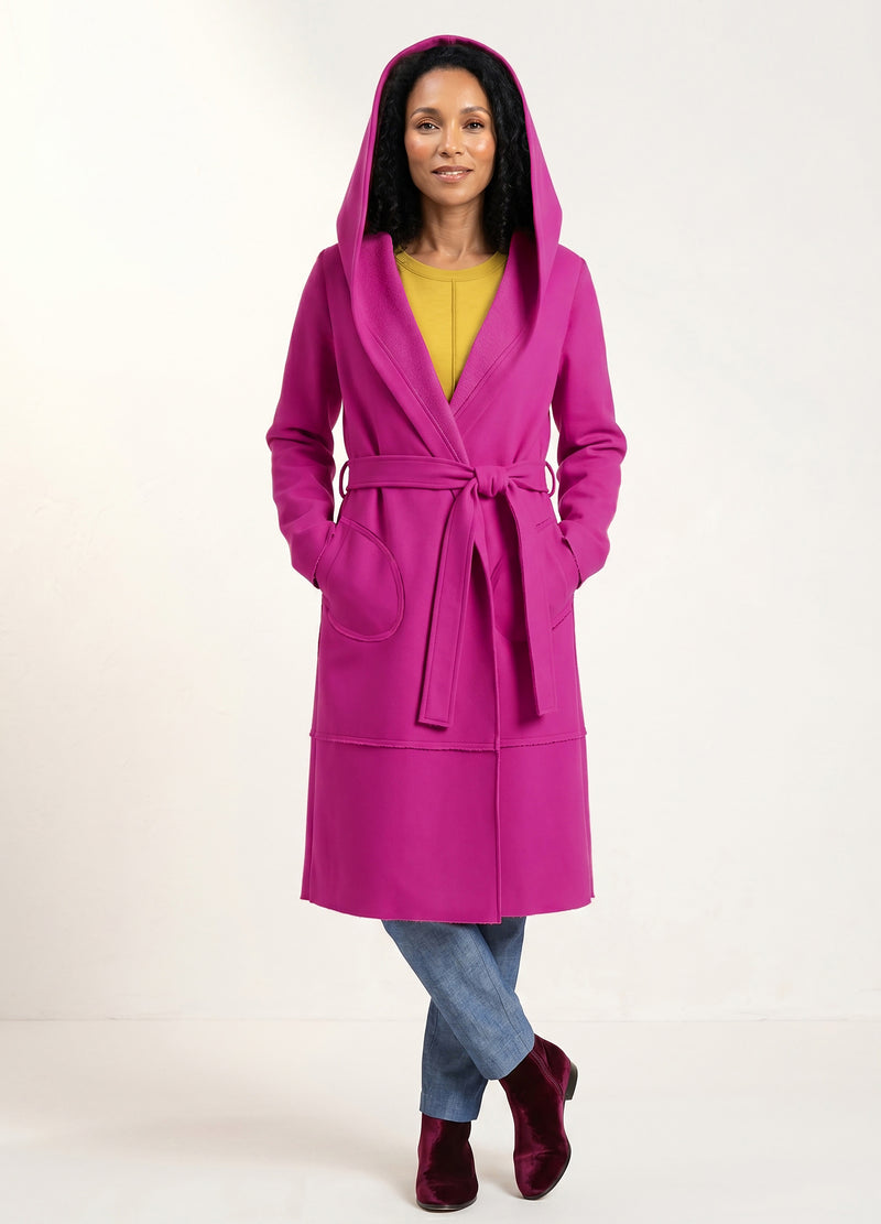 Alice hooded coat in Fuchsia melton