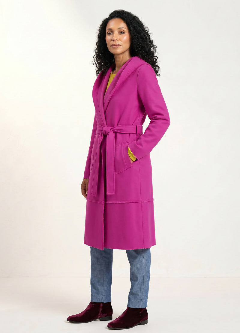 Alice hooded coat in Fuchsia melton