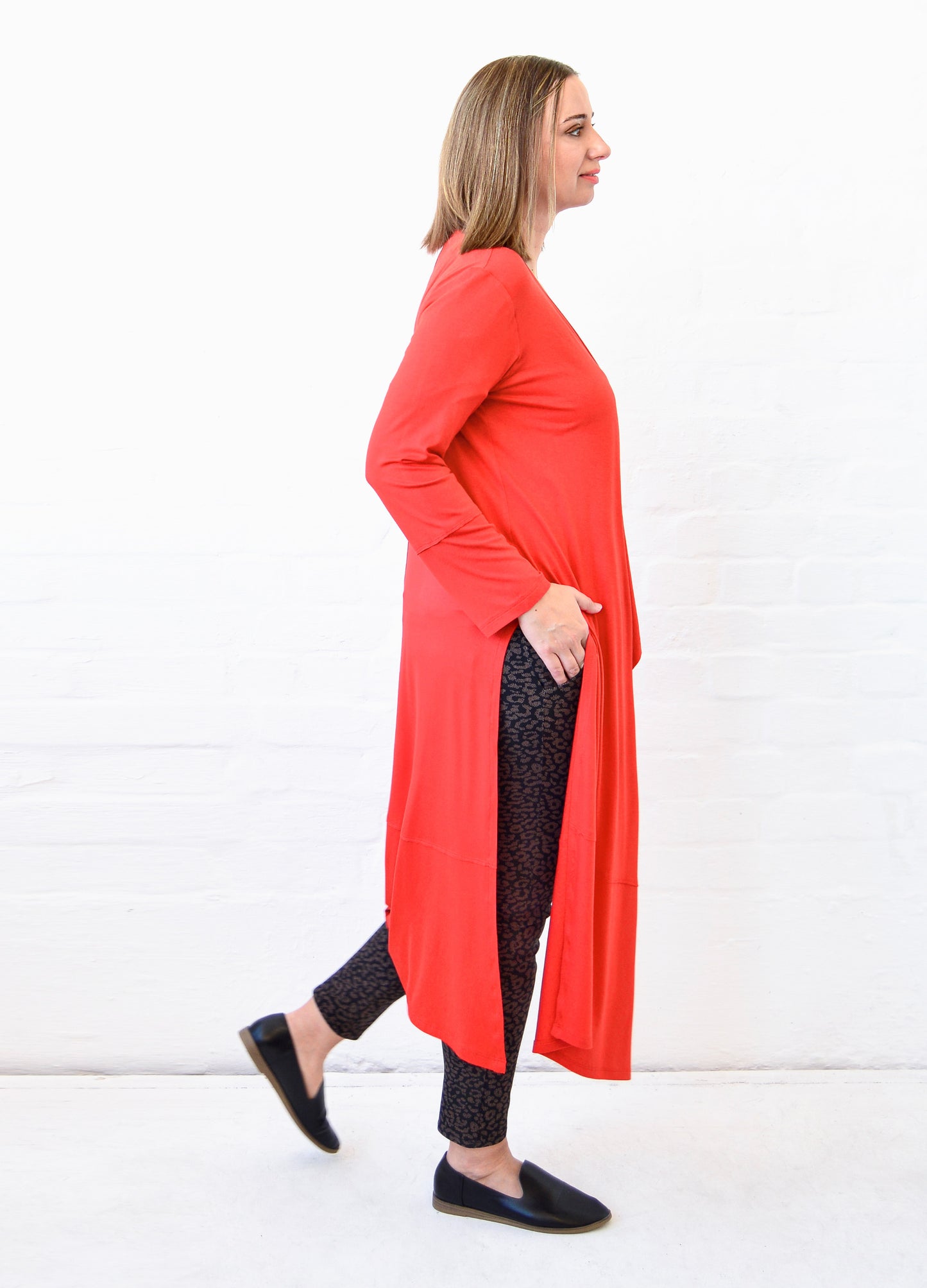 Ayala maxi cardigan in Papaya