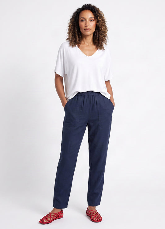 Bella jogger in Navy linen blend