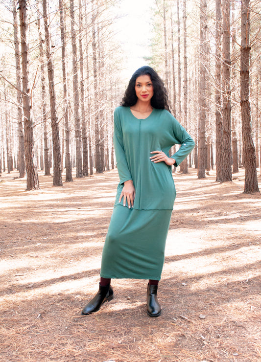 Celine cocoon dress in Porcelain Green