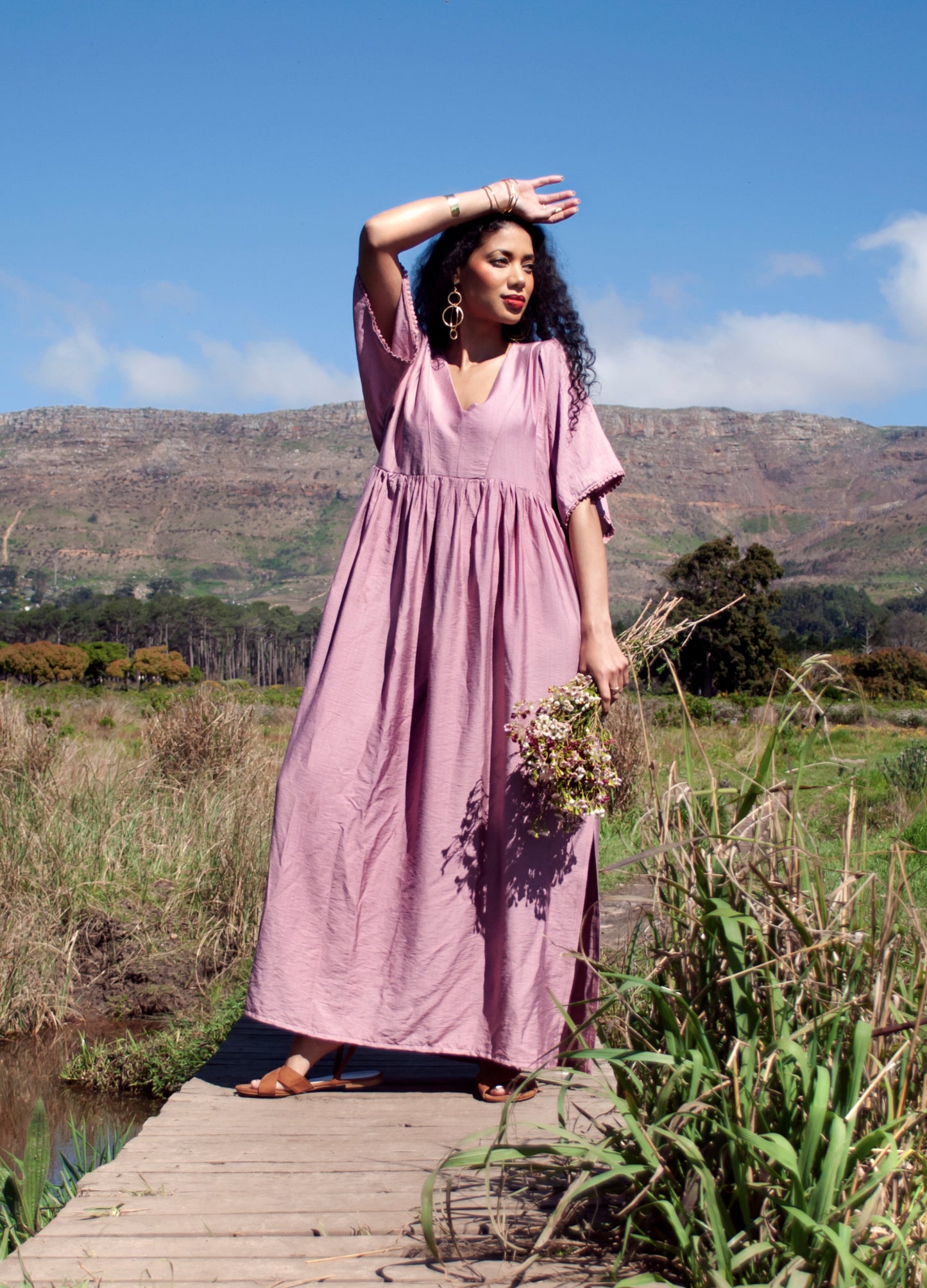 Clara kaftan dress in Desert Rose