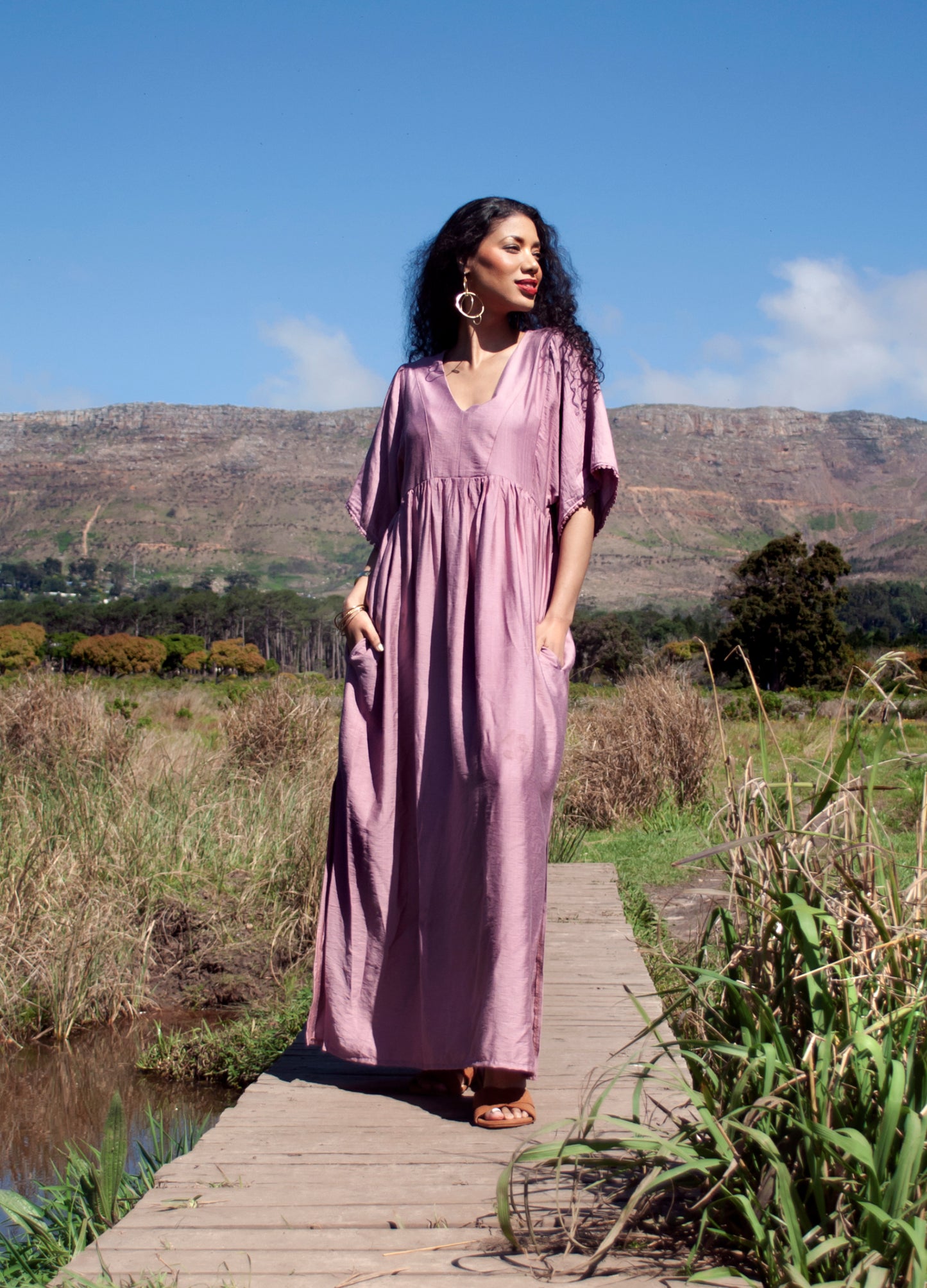 Clara kaftan dress in Desert Rose