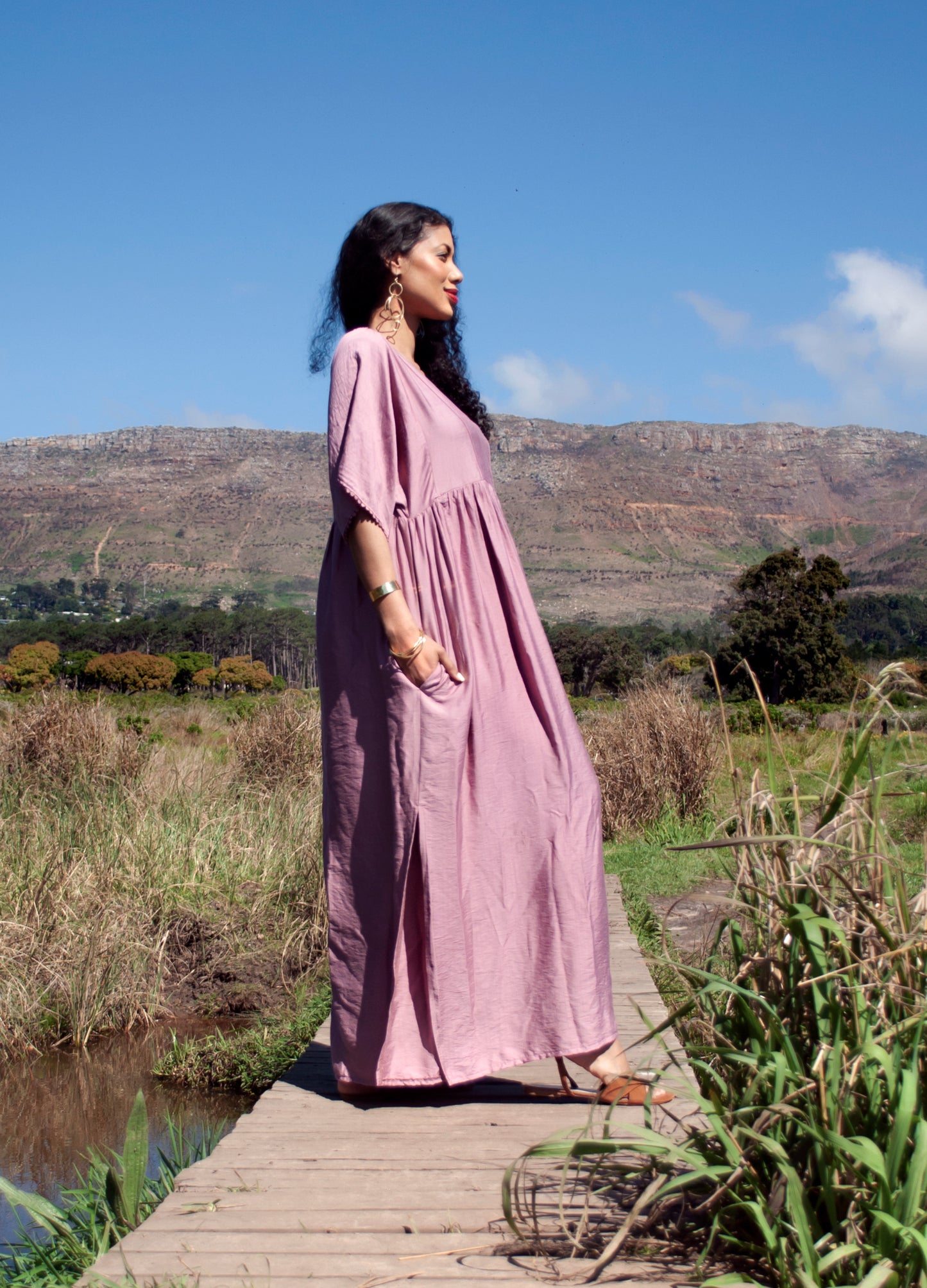 Clara kaftan dress in Desert Rose