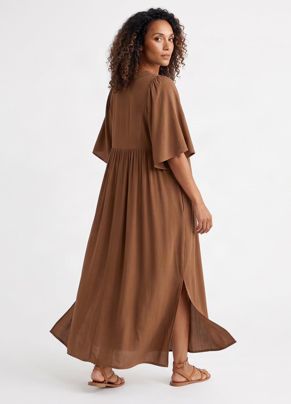 Clara kaftan dress in Hazelnut