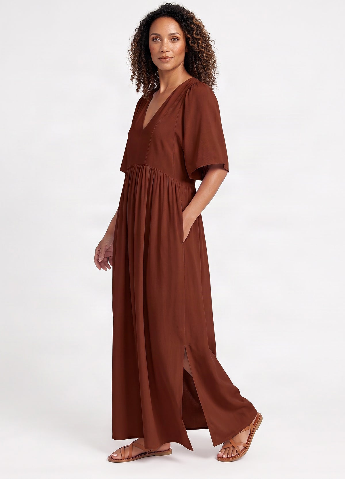 Clara kaftan dress in Cinnamon