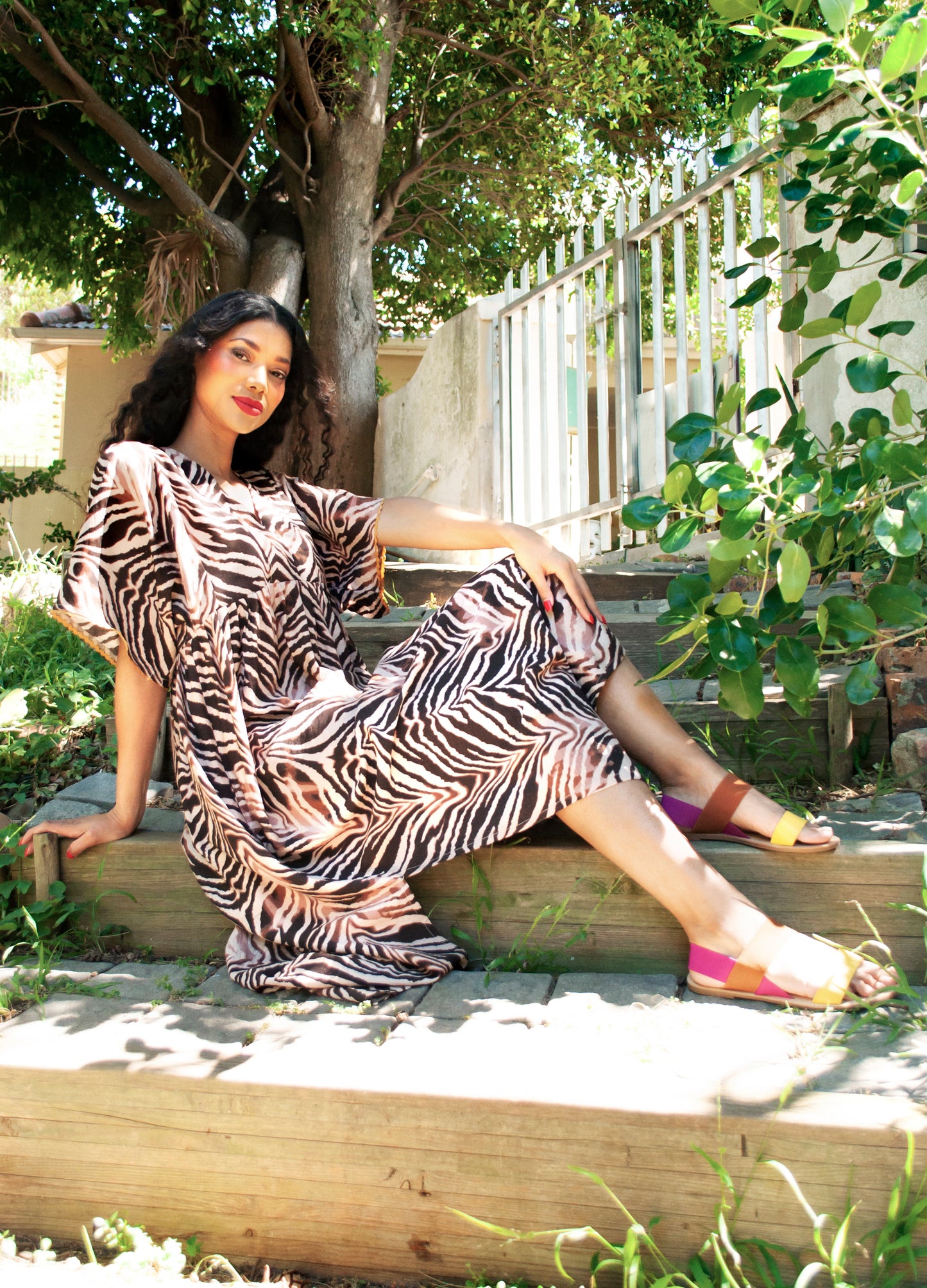 Clara kaftan dress in Aquila print