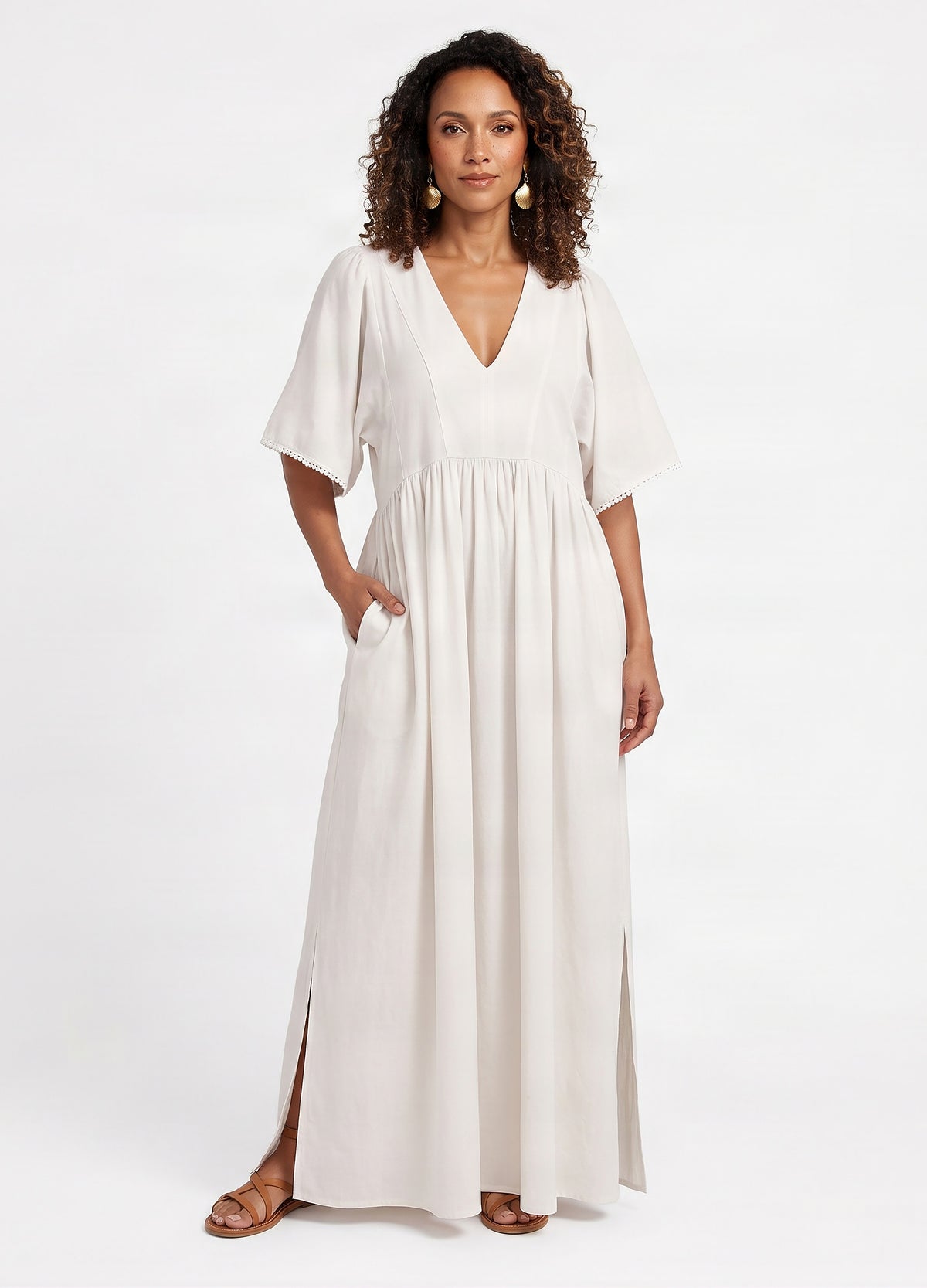 Clara kaftan dress in Winter White