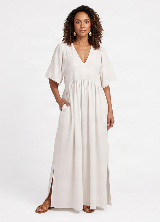 Clara kaftan dress in Winter White