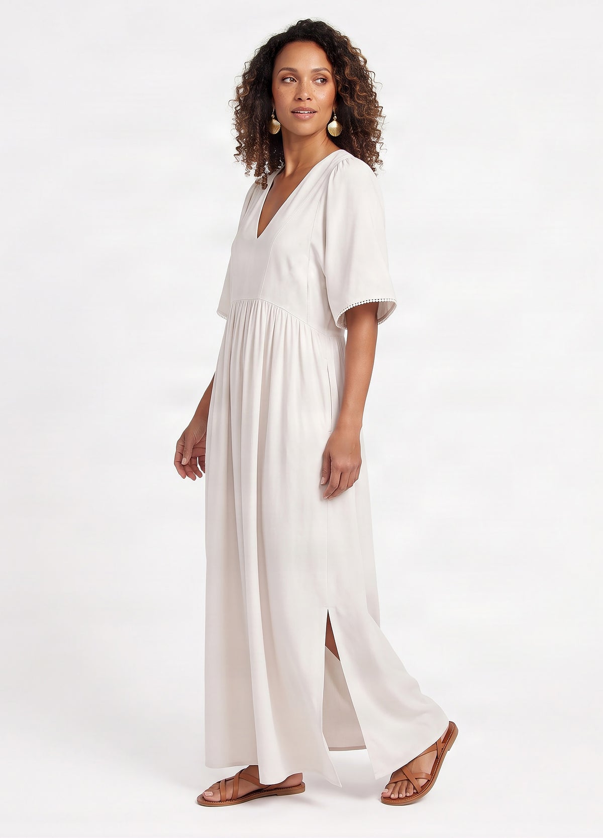 Clara kaftan dress in Winter White
