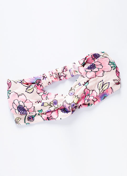 Emma twist headband in blush Jakarta Blossoms