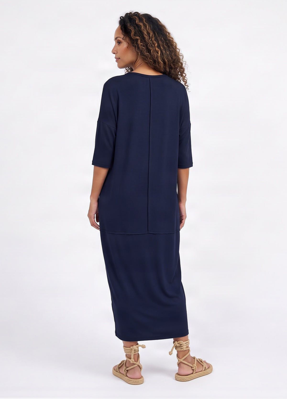 Isla cocoon dress in Navy