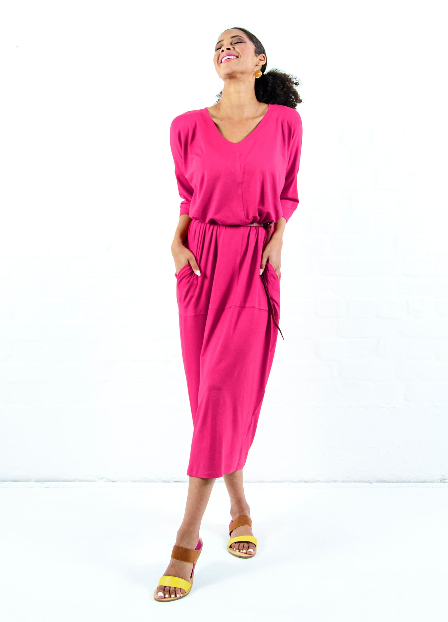 Isla cocoon dress in Cerise Pink