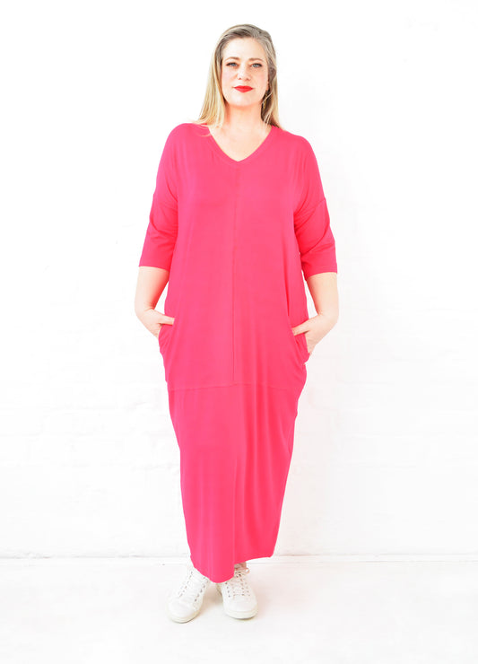 Isla cocoon dress in Cerise