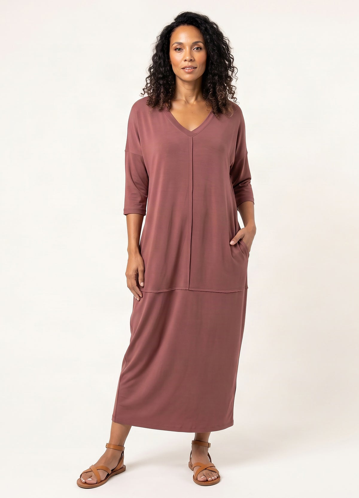 Isla cocoon dress in Dusty Rose