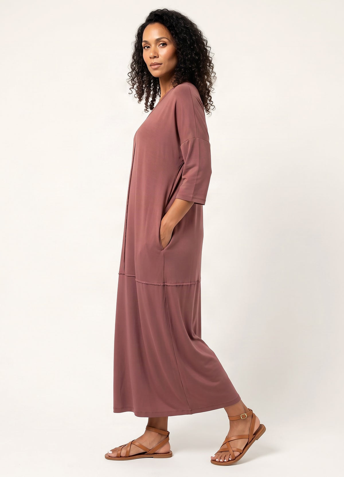 Isla cocoon dress in Dusty Rose