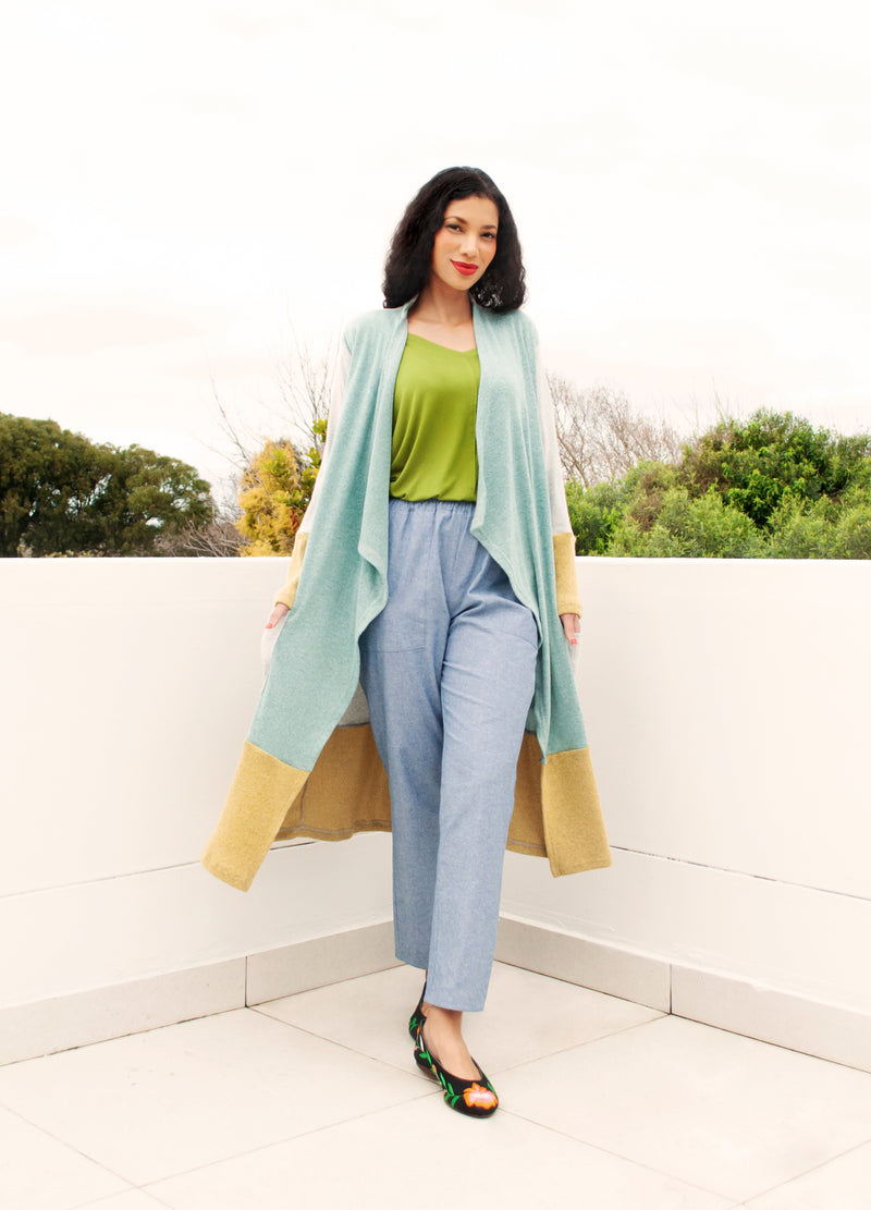 Julia cardigan in patchwork knit