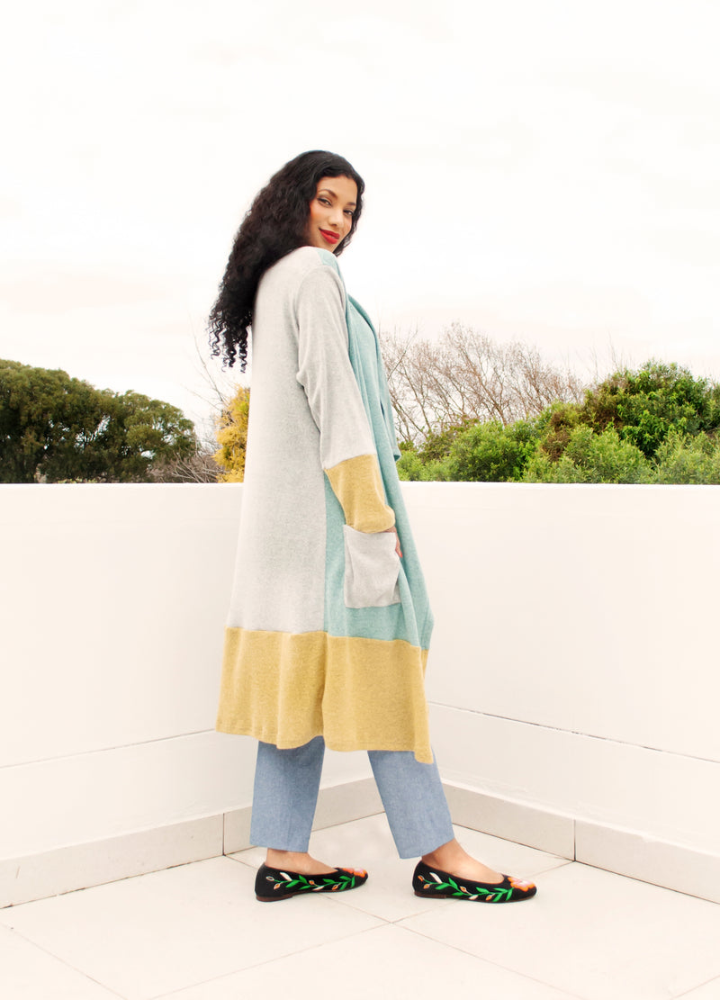 Julia cardigan in patchwork knit