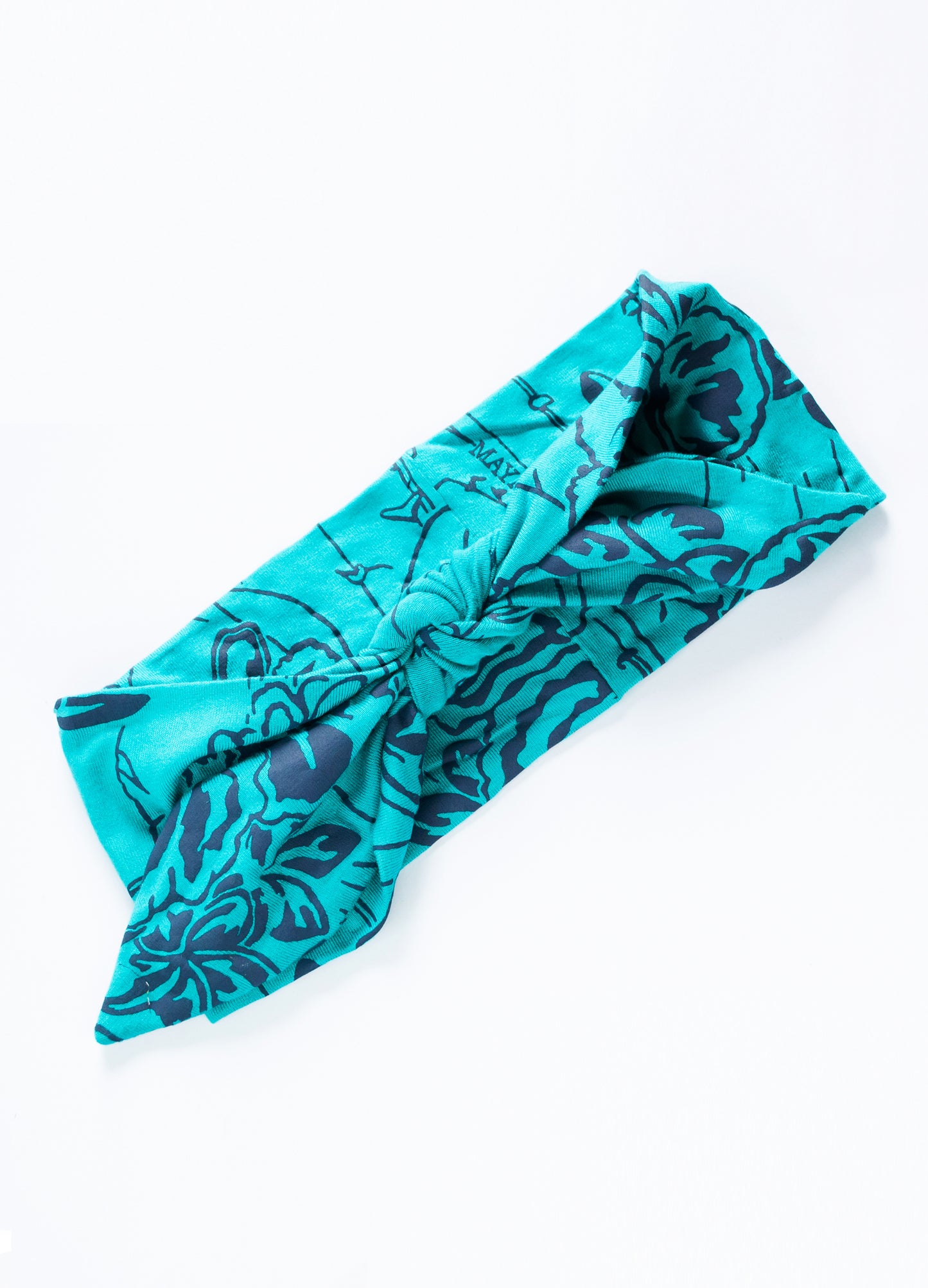 Juno tie headband in aqua Babylon print