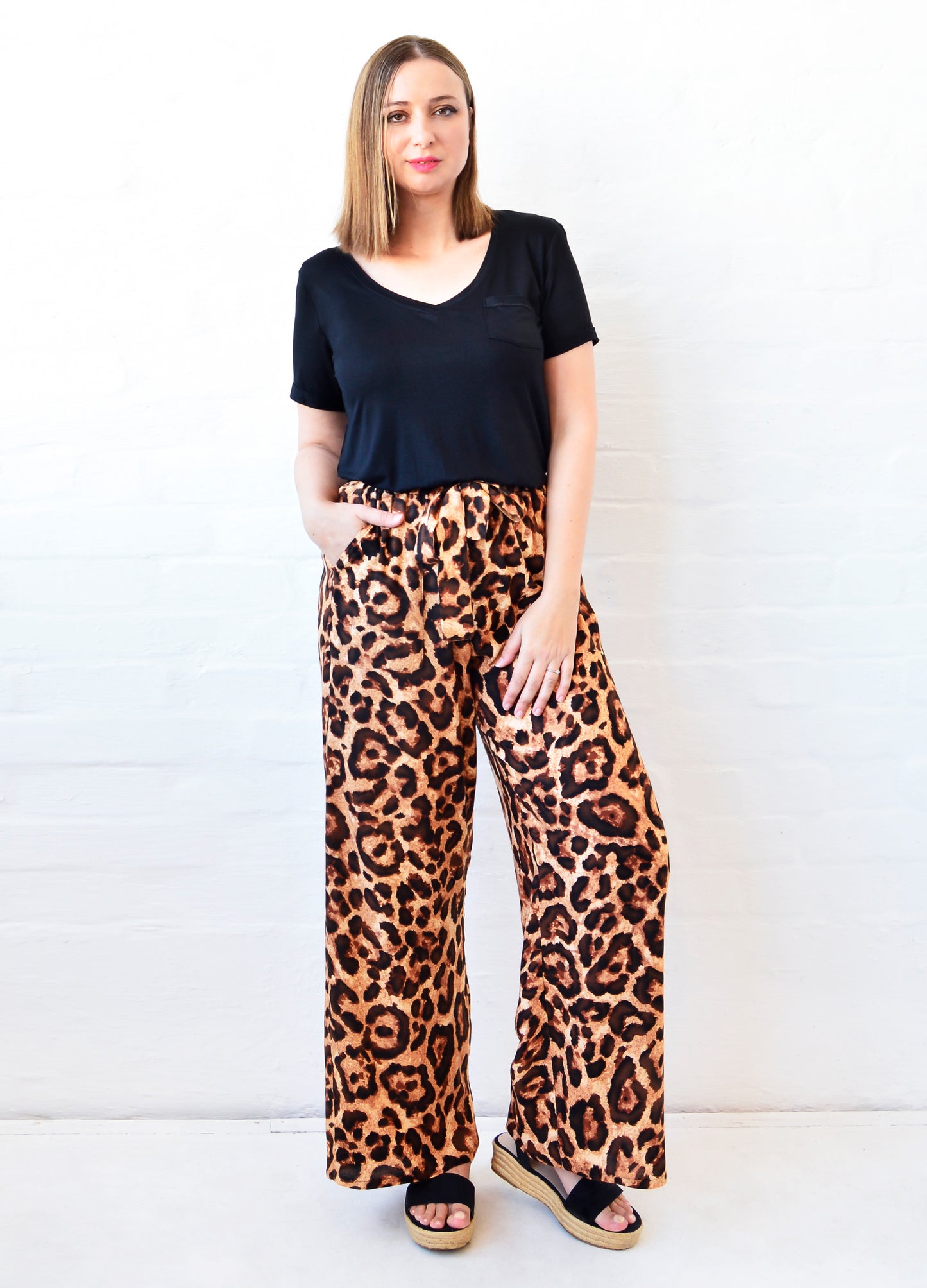 Lala wide-leg Trousers in coco Classic Leopard