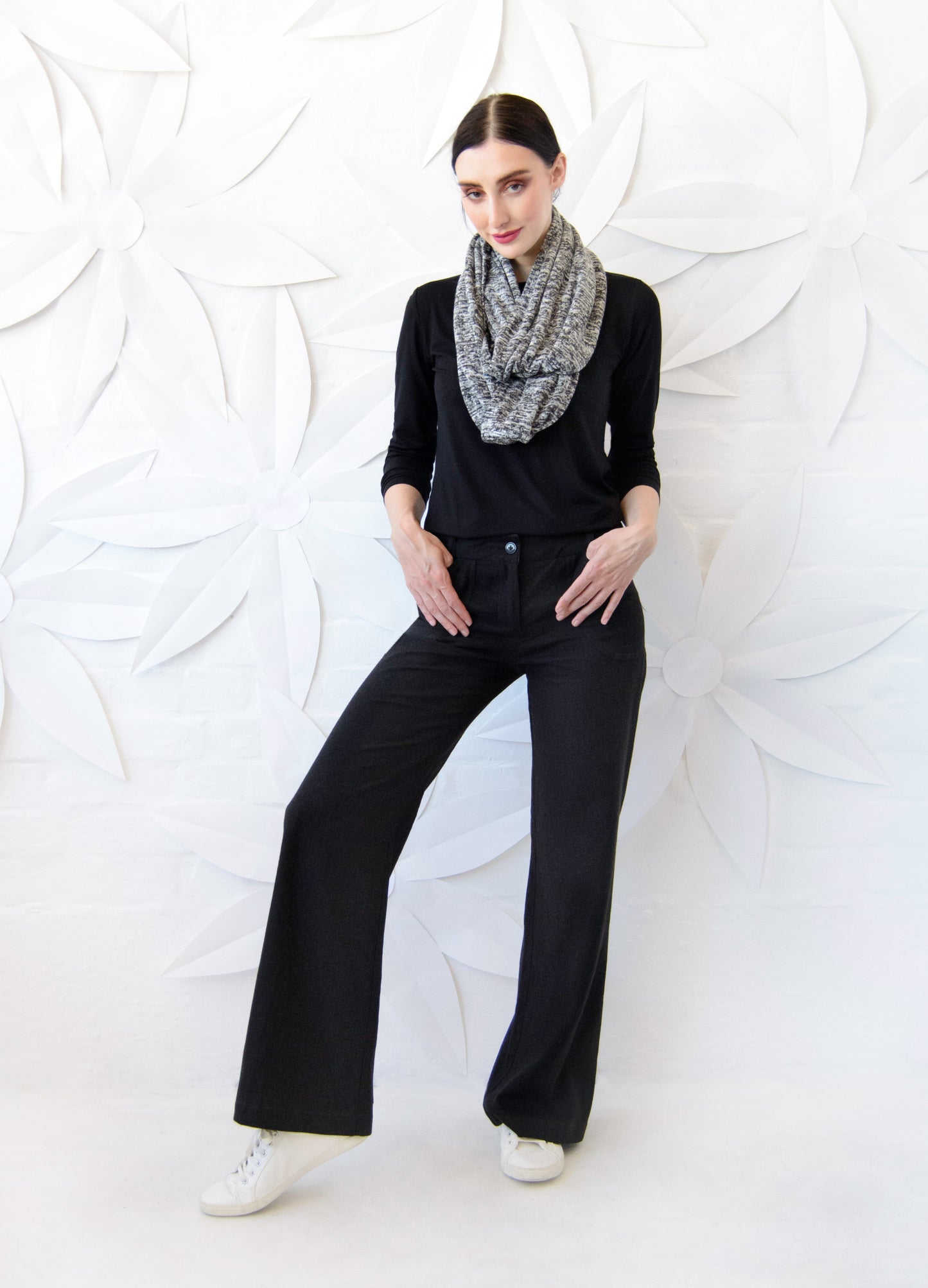Lin Wide-Leg Trousers in Black linen blend