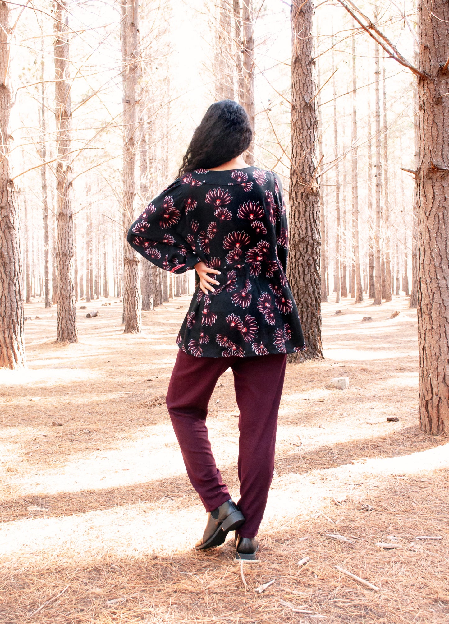 Lorelei blouse in black Ember Bloom print