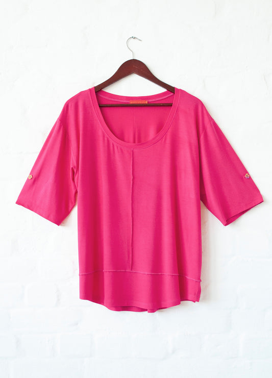Lourdes easy-fit T-shirt in Cerise Pink