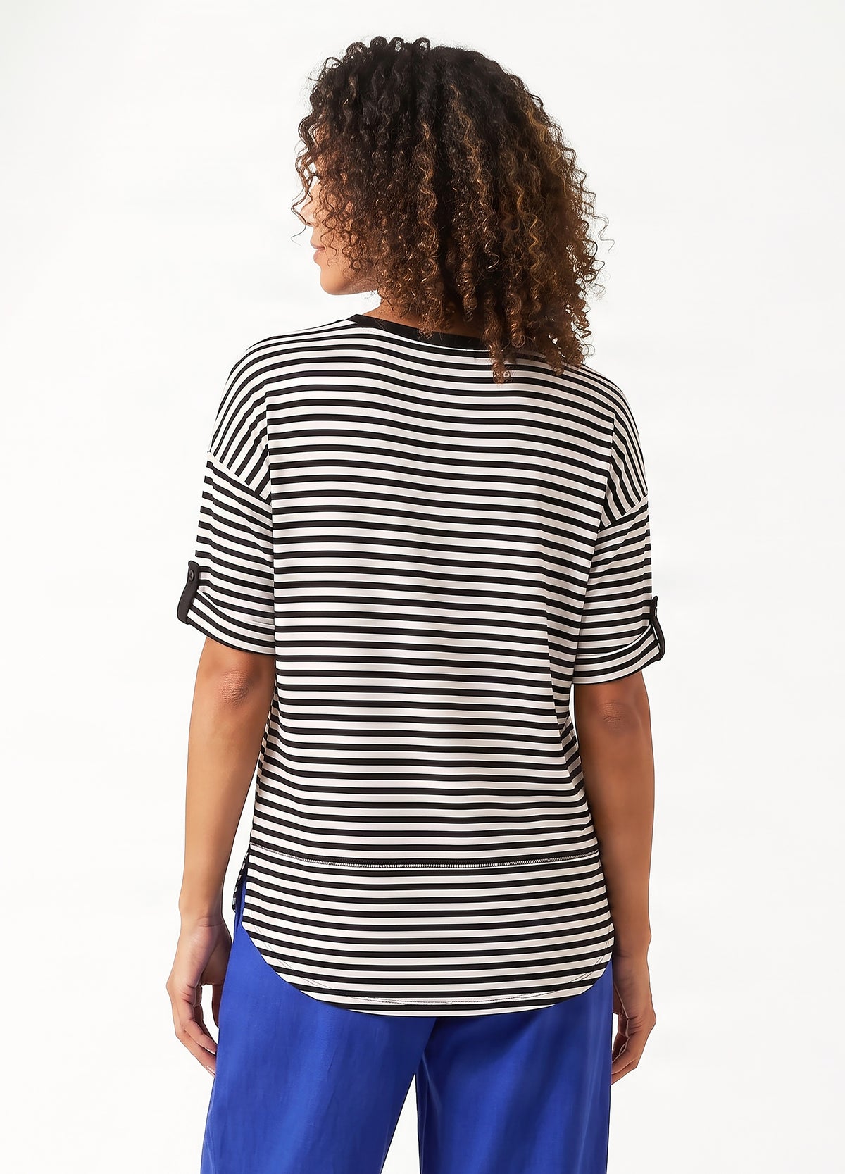 Lourdes easy-fit T-shirt in Black & White stripe