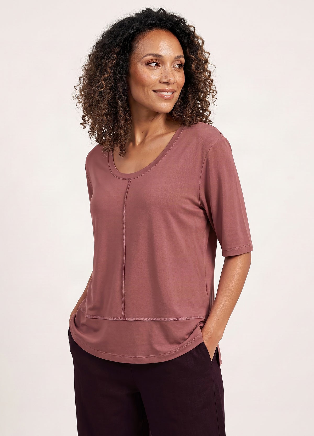 Lourdes easy-fit T-shirt in Dusty Rose