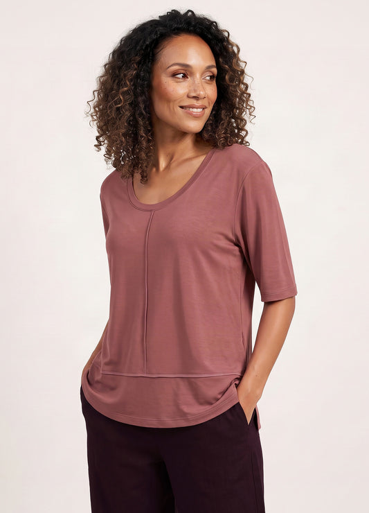 Lourdes easy-fit T-shirt in Dusty Rose