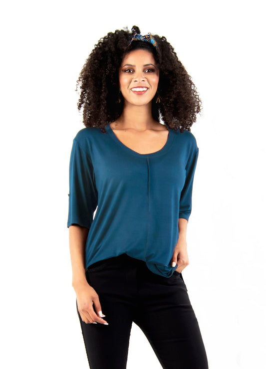Lourdes easy-fit T-shirt in Pacific Blue