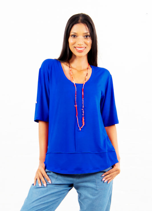 Lourdes easy-fit T-shirt in Cobalt