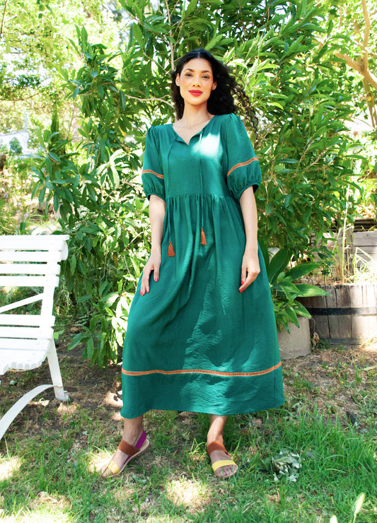 Luna reversabile dress in Evergreen rayon blend