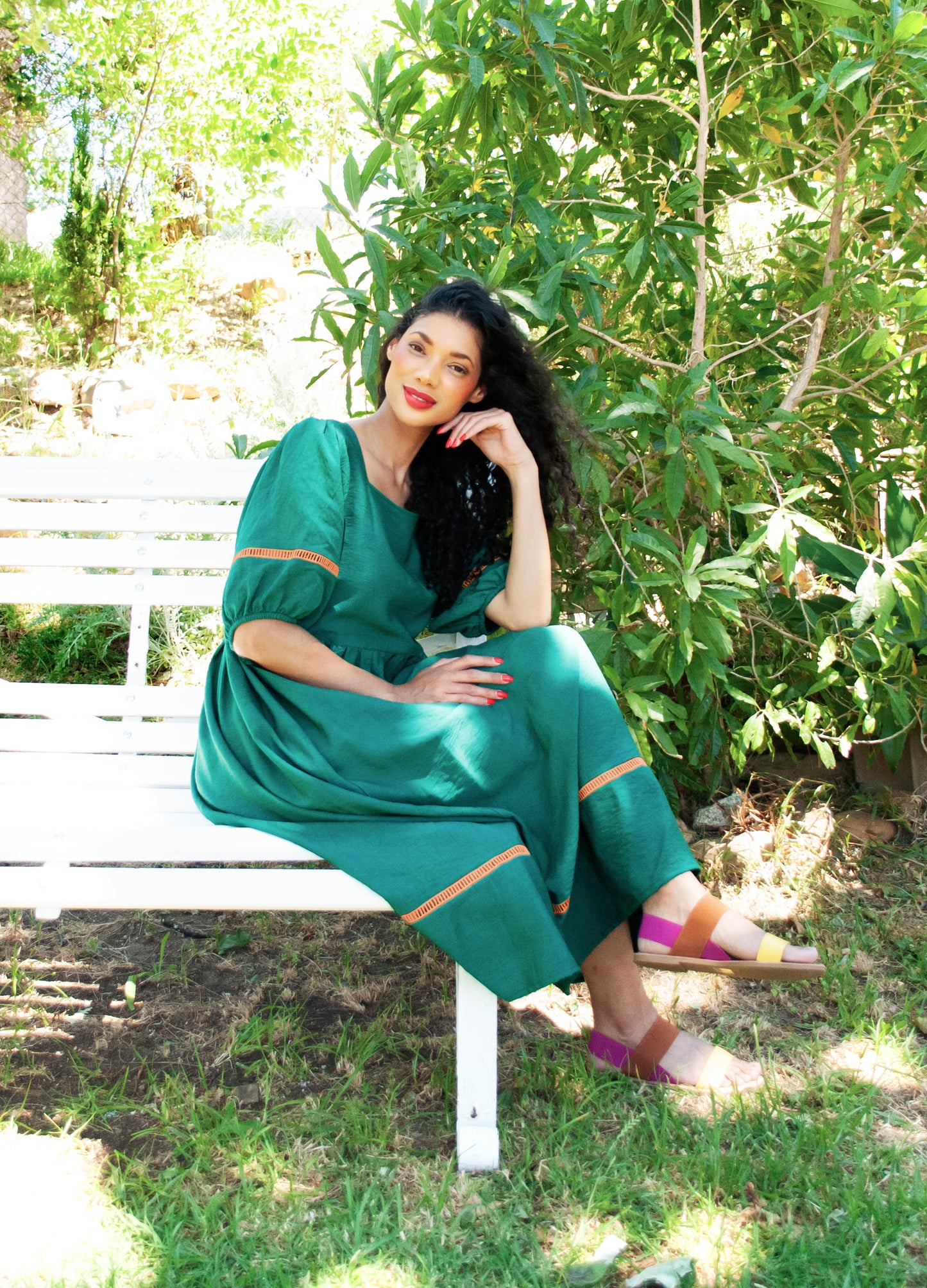 Luna reversabile dress in Evergreen rayon blend