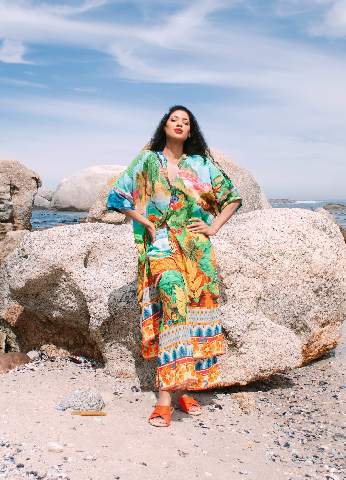 Luz kaftan dress in Paradise Island print