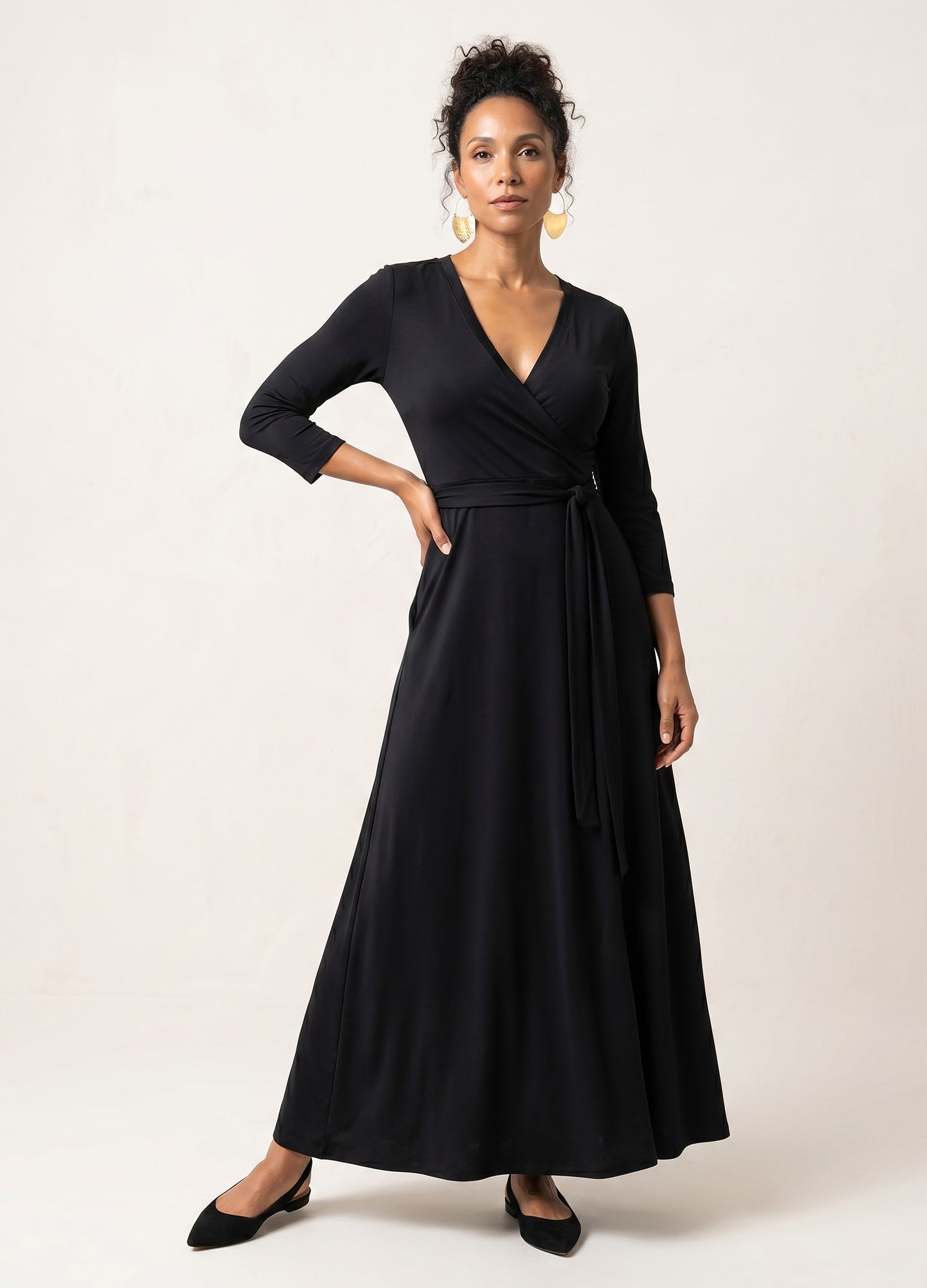 Magnolia Maxi Wrap Dress in black