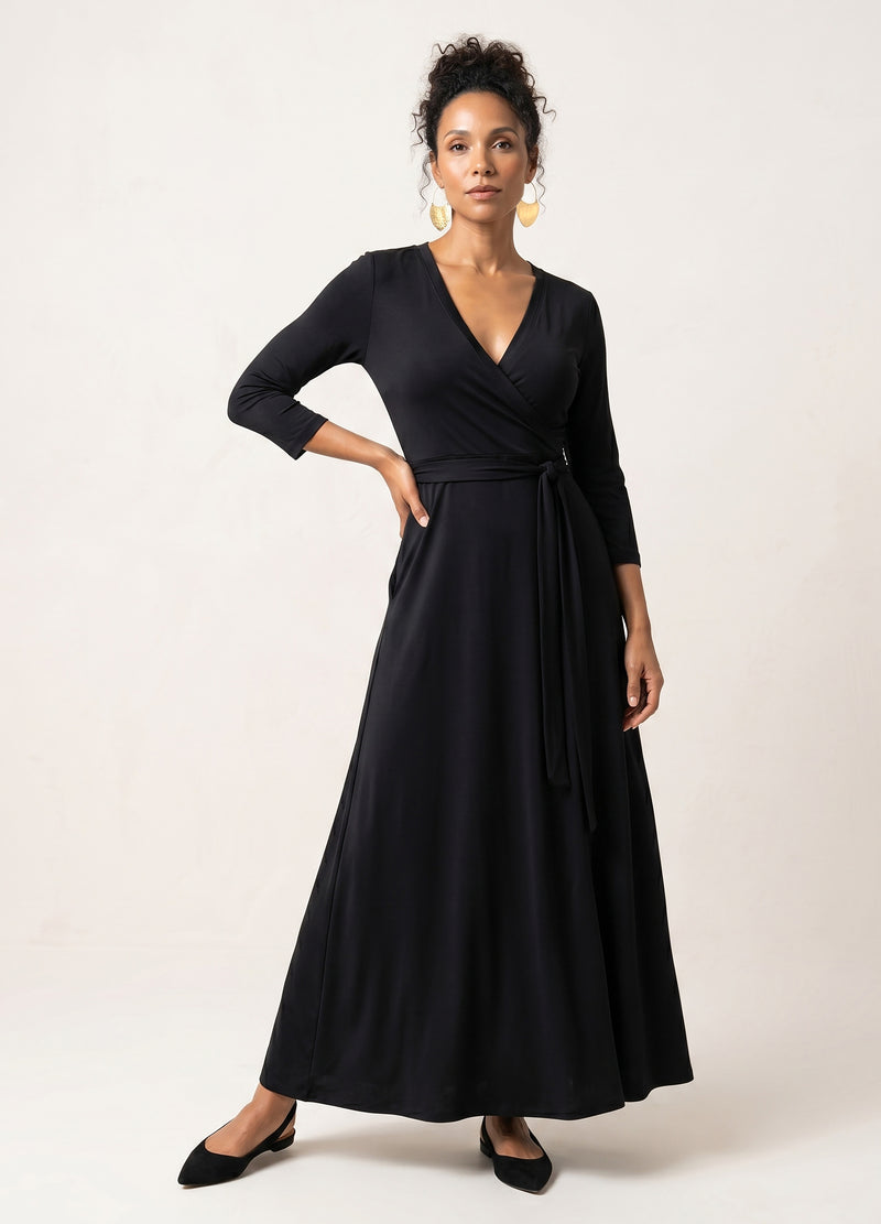 Magnolia Maxi Wrap Dress in black
