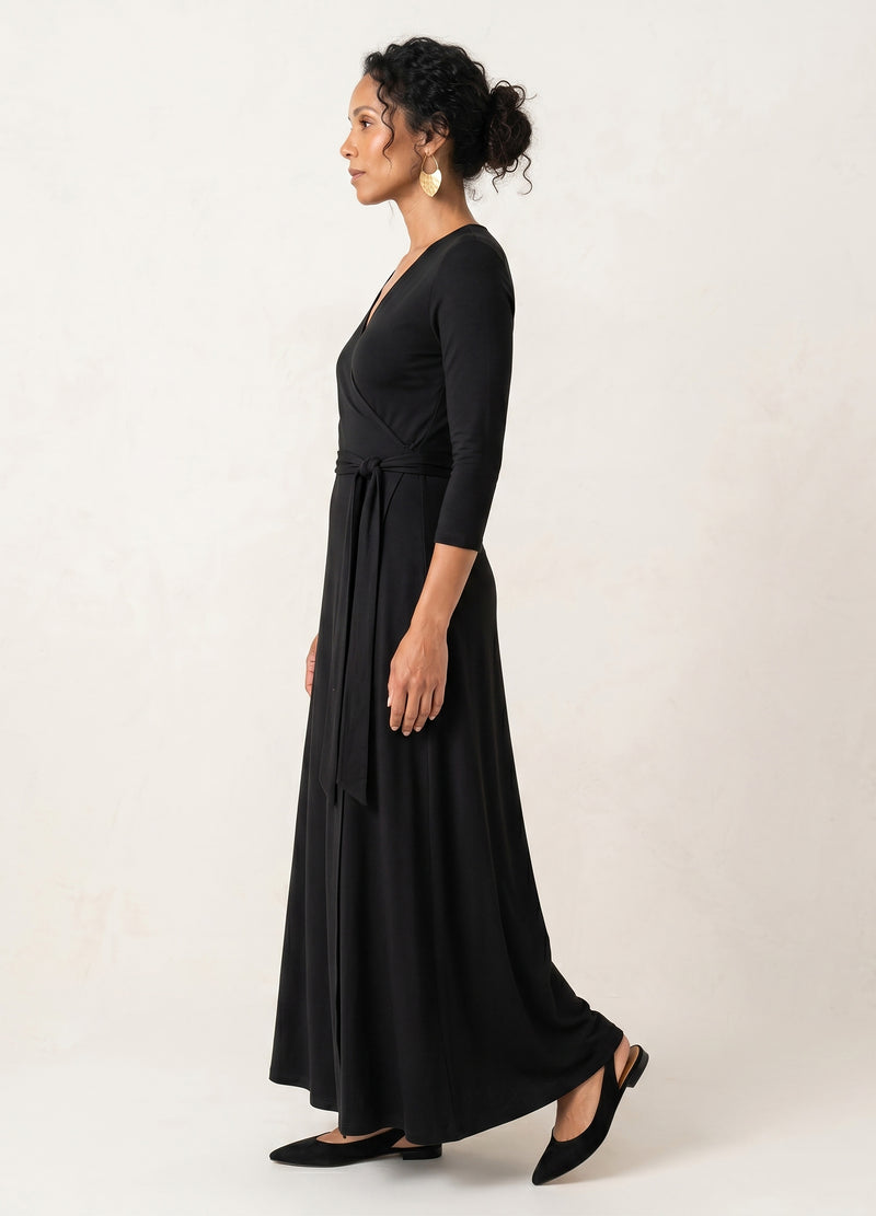 Magnolia Maxi Wrap Dress in black