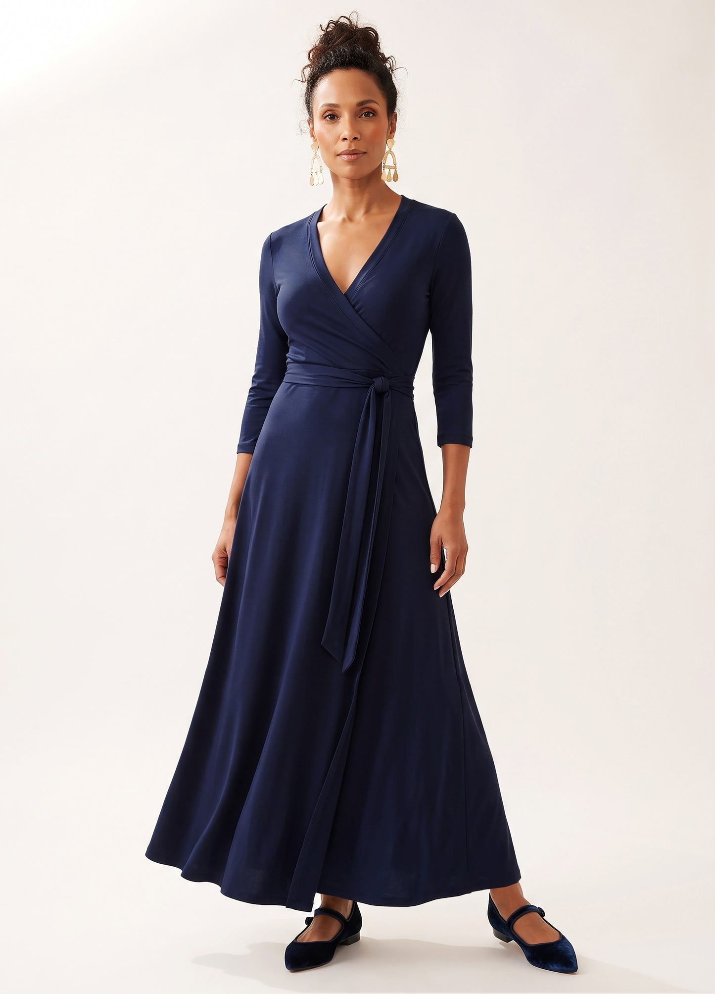 Magnolia maxi wrap dress in Navy