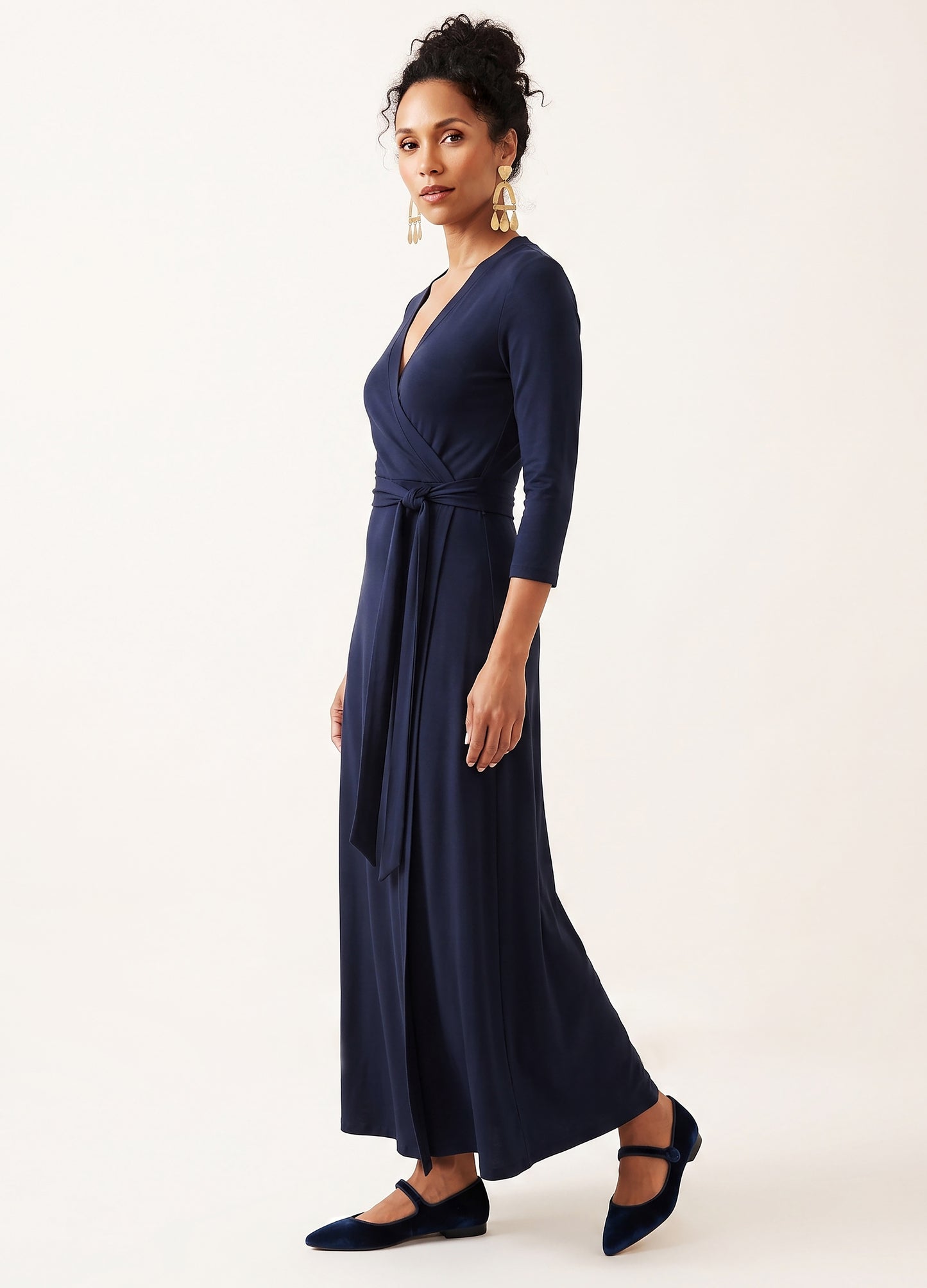 Magnolia maxi wrap dress in Navy