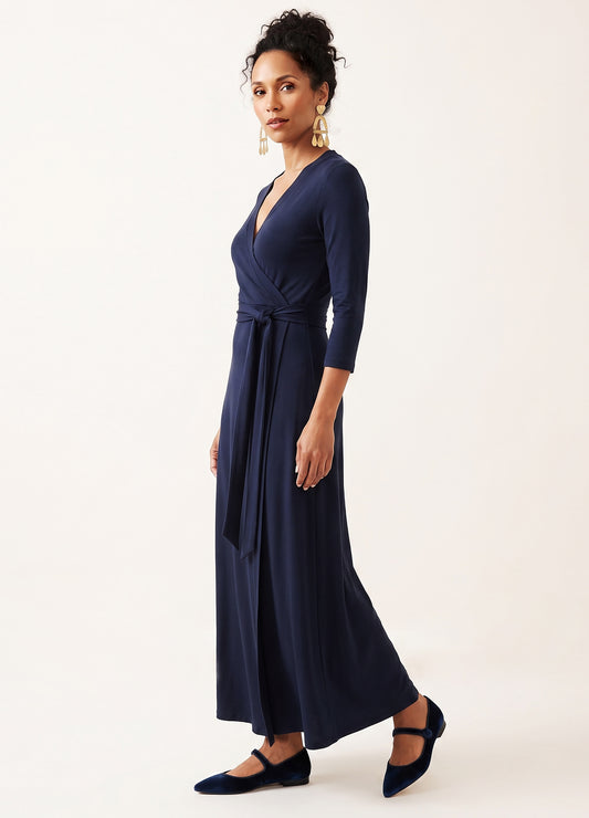 Magnolia maxi wrap dress in Navy