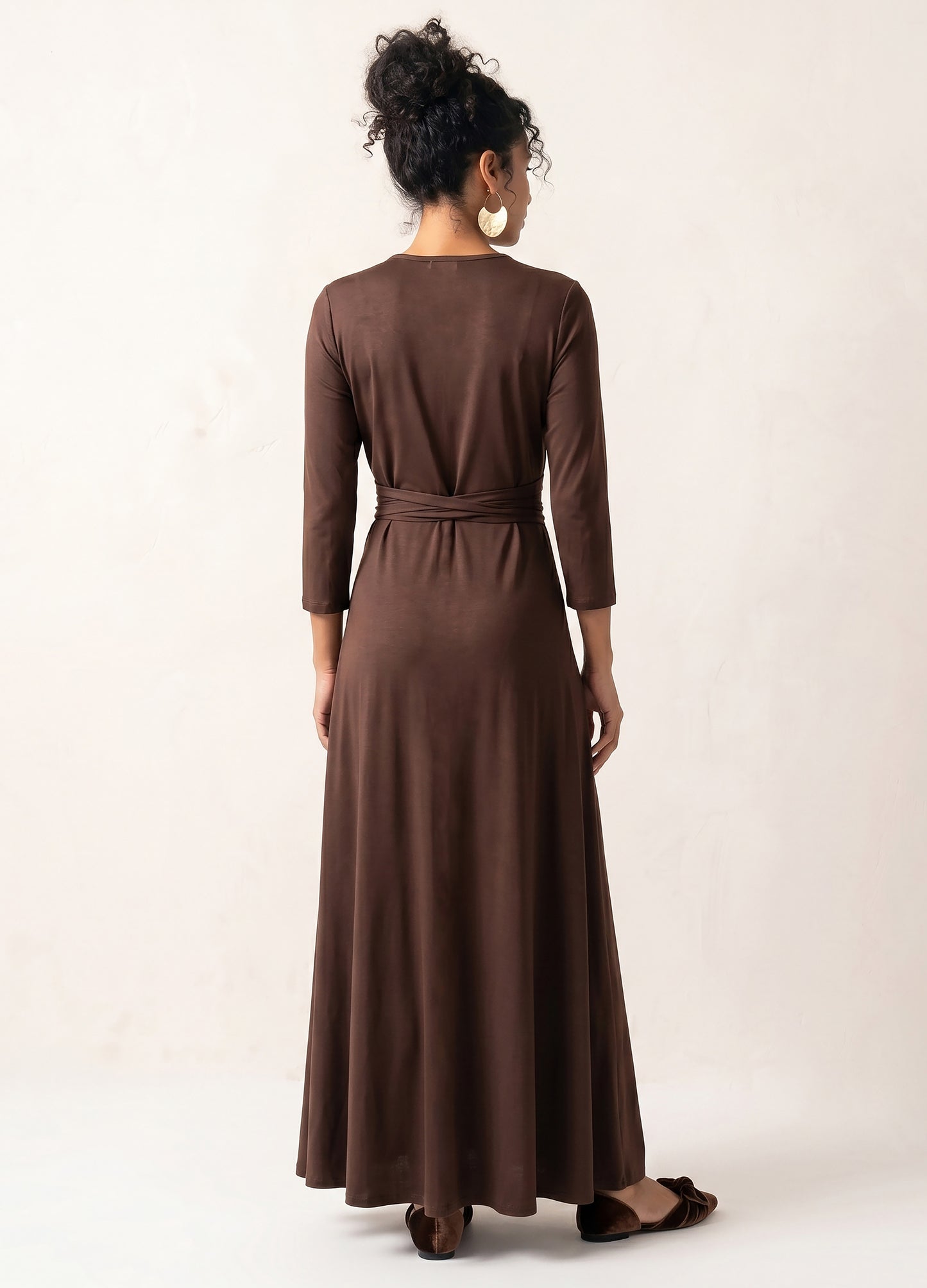 Magnolia Maxi Wrap Dress in Cocoa