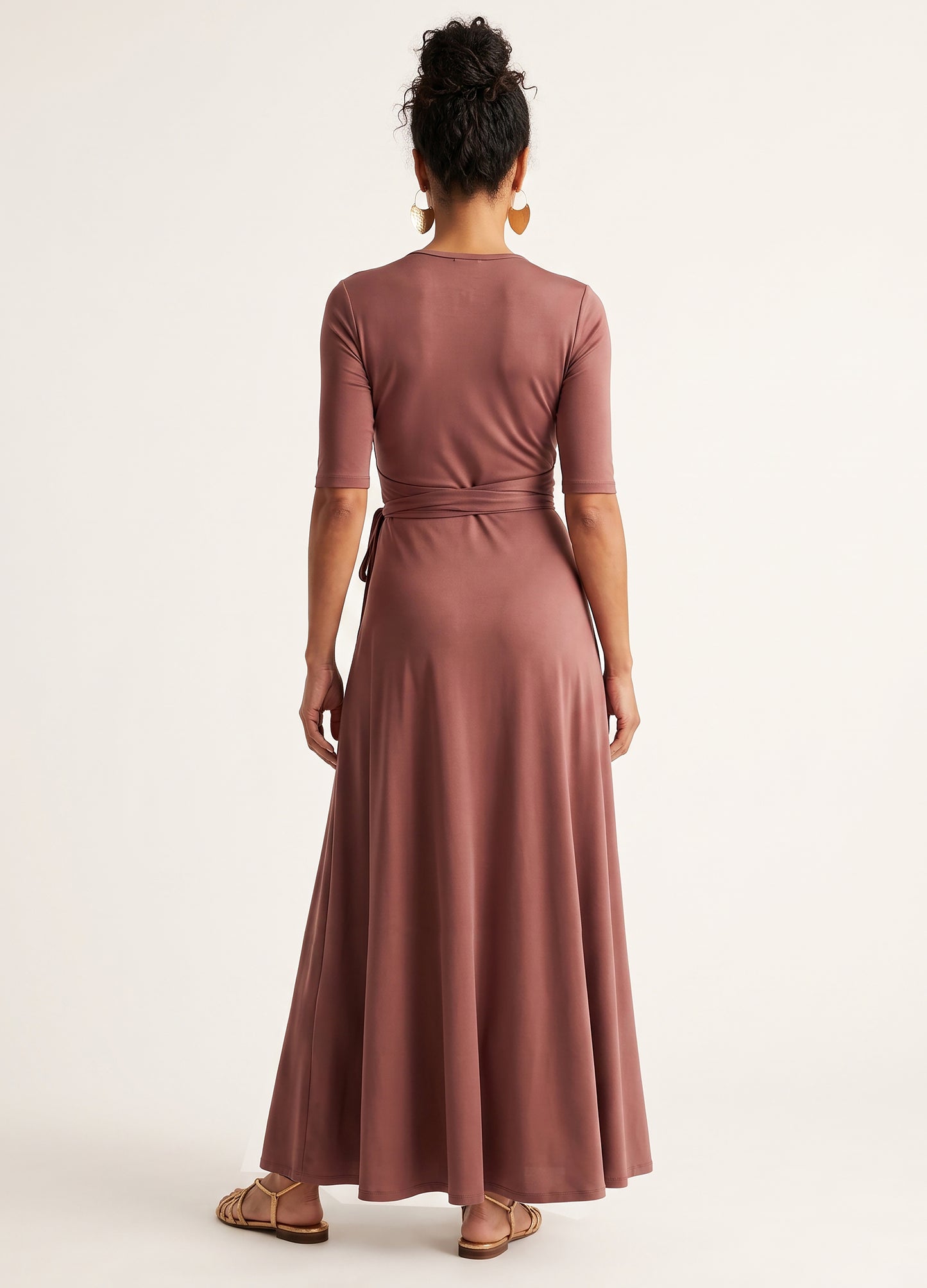 Magnolia Maxi Wrap Dress in Dusty Rose