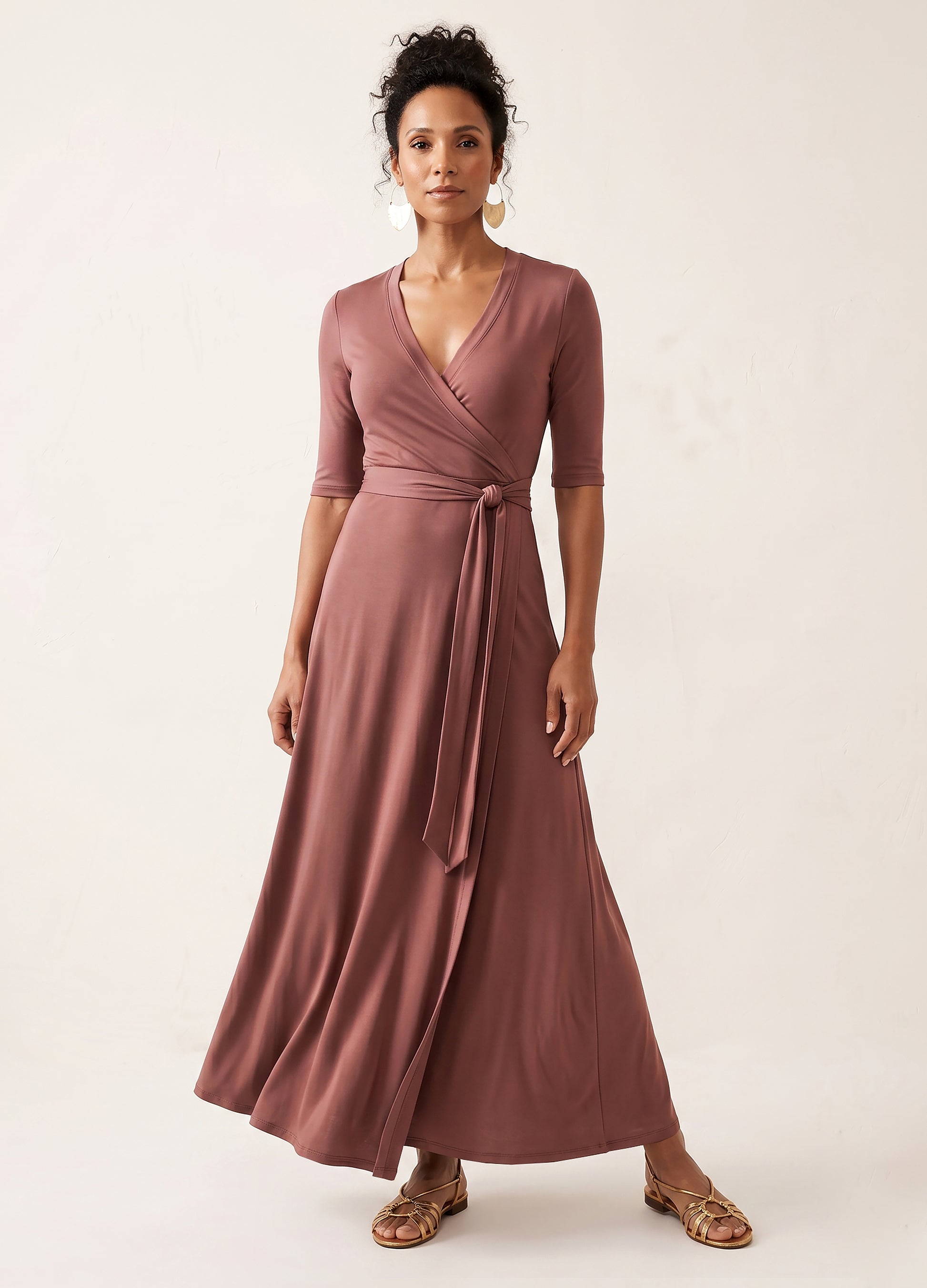 Magnolia Maxi Wrap Dress in Dusty Rose