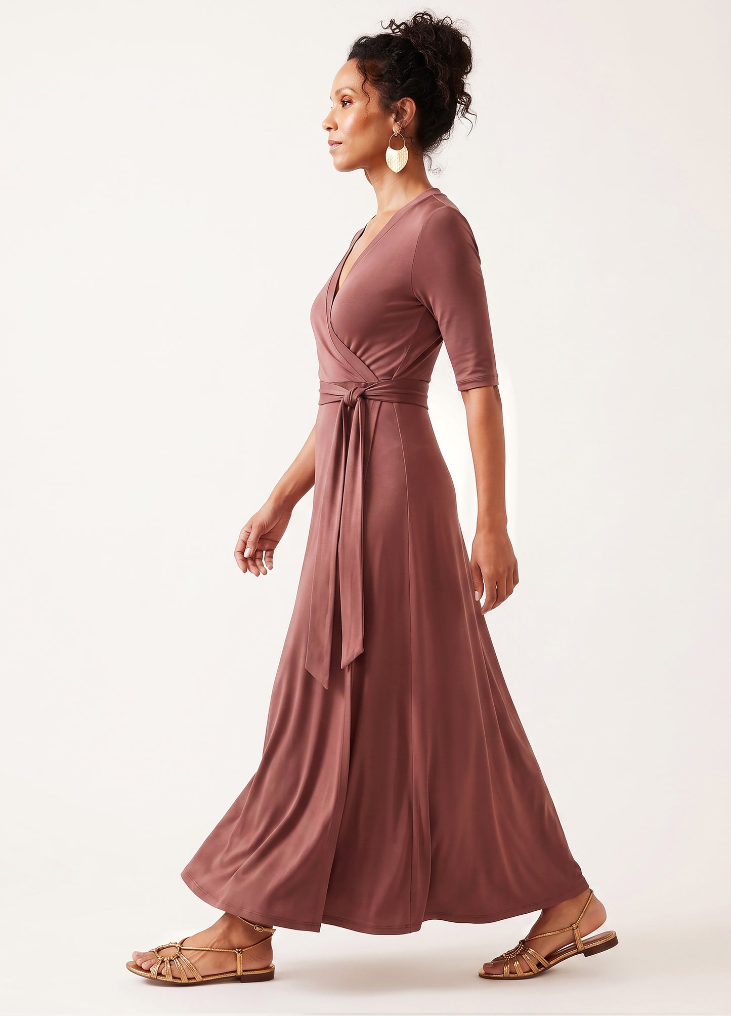 Magnolia Maxi Wrap Dress in Dusty Rose