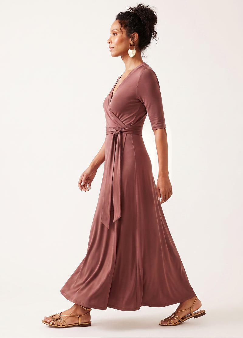 Magnolia Maxi Wrap Dress in Dusty Rose